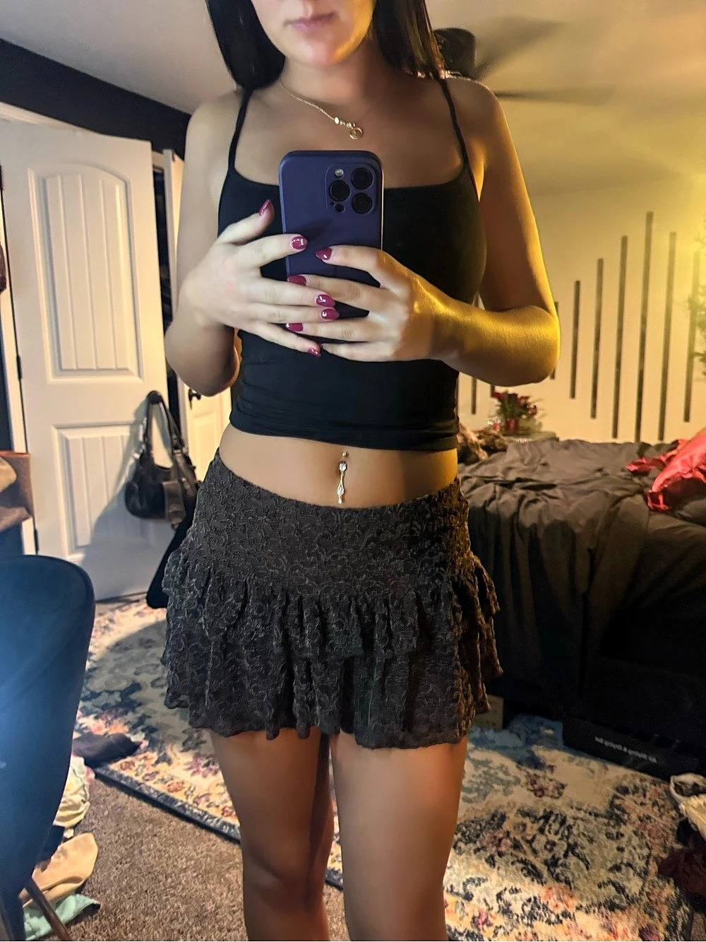 Windsor Black Ruffle Mini Skirt NWT - Picture 2 of 8